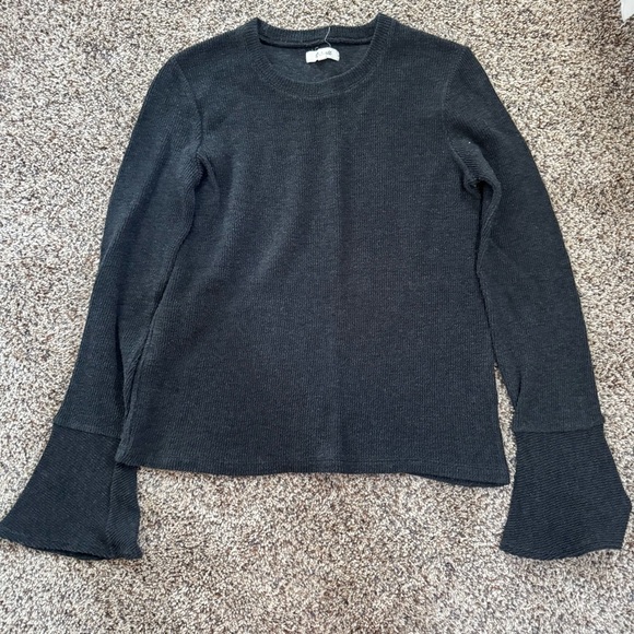 Madewell Tops - Madewell Black Ribbed Bell Sleeve Knit Top | Size Medium